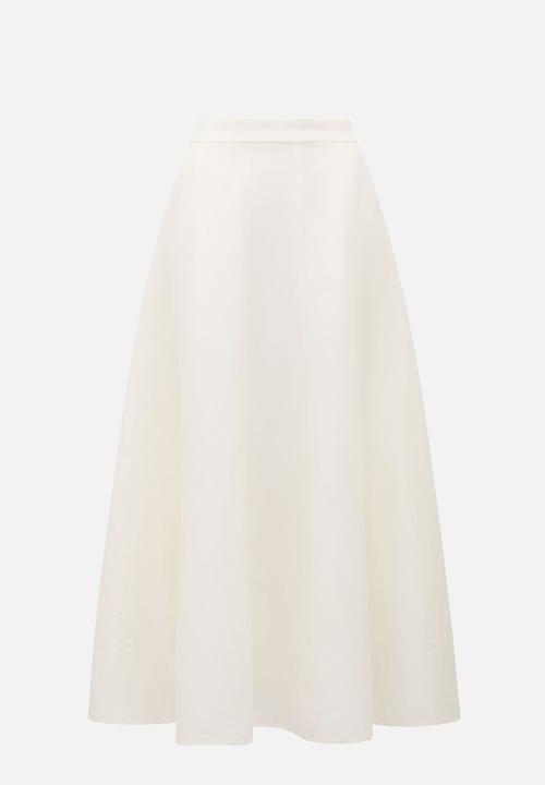 Forever New - Georgina linen blend midi skirt in porcelain