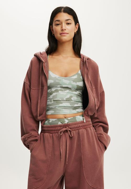 Cotton On - Active Fleece Bubble Zip Through - Ember Dust/Wash