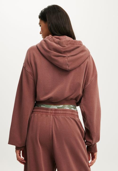 Cotton On - Active Fleece Bubble Zip Through - Ember Dust/Wash