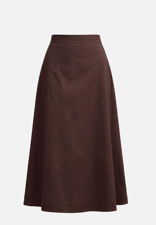 Forever New - Chrissy cotton midi skirt in chocolate