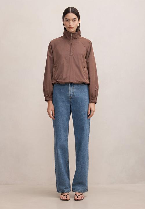 Forever New - Kim quarter zip windbreaker jacket in chocolate truffle