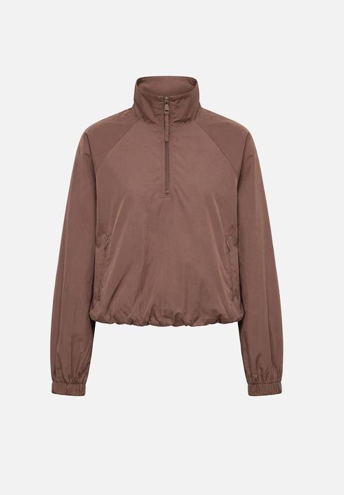 Forever New - Kim quarter zip windbreaker jacket in chocolate truffle