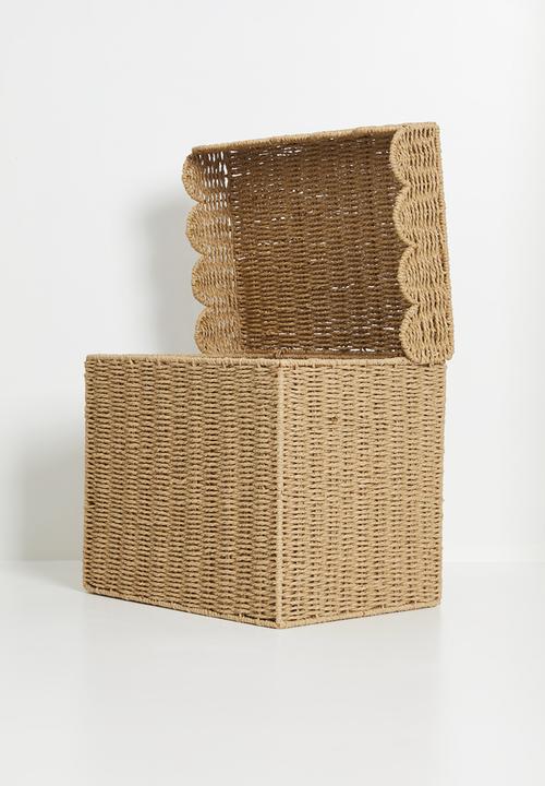 Pop Candy - Woven scalloped lid storage box - neutral