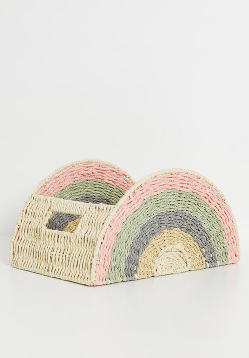 Pop Candy - Rainbow-shaped storage basket - neutral & green