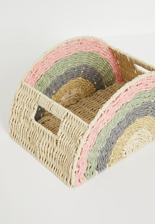 Pop Candy - Rainbow-shaped storage basket - neutral & green