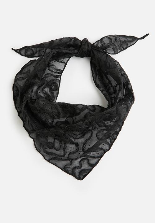 Tessa Design - Noor Sheer Headscarf With Tectured Pattern - Black