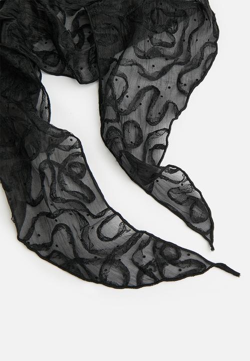 Tessa Design - Noor Sheer Headscarf With Tectured Pattern - Black
