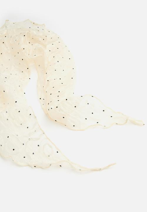 Tessa Design - Noel Sheer Headscarf With Tectured Pattern - White