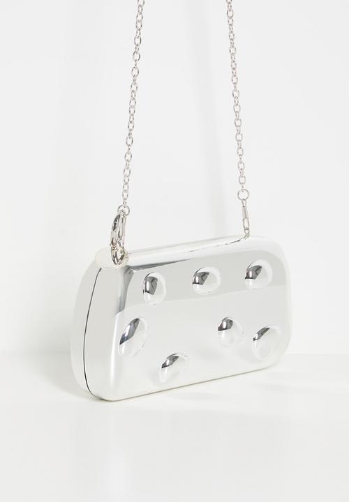 Tessa Design - Shea Sculpted Chrome Hard Clutch-Silver