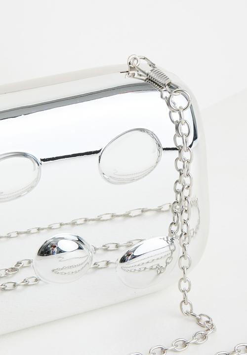 Tessa Design - Shea Sculpted Chrome Hard Clutch-Silver