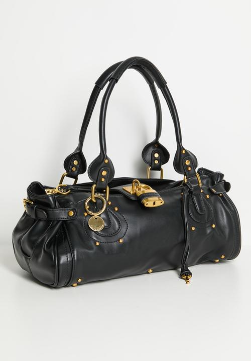 Tessa Design - Zivah Padlock Shoulder Bag With Gold Hardware - Black
