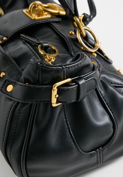 Tessa Design - Zivah Padlock Shoulder Bag With Gold Hardware - Black