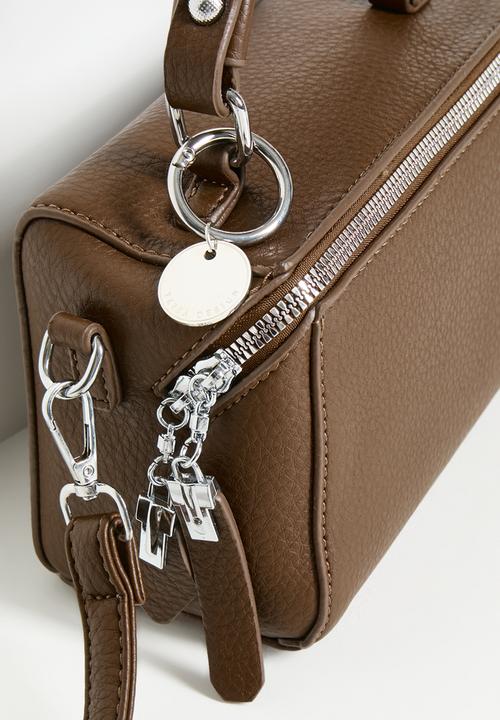 Tessa Design - Sloan Vanity Top Handle Bag With Silver Hardware-Brown