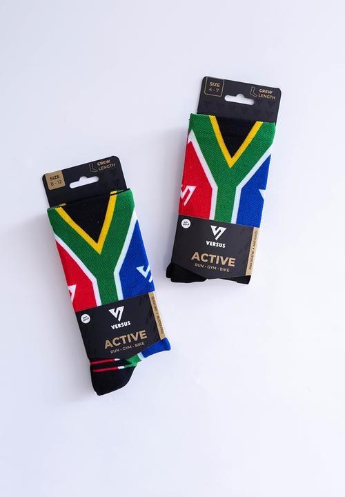 Versus - South Africa Flag Active Crew Socks - multi