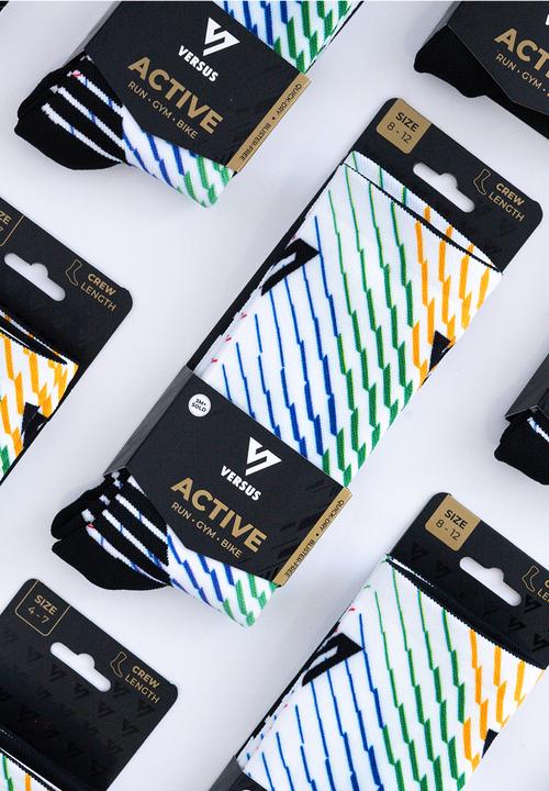Versus - South African Stripes Active Crew Socks - multi