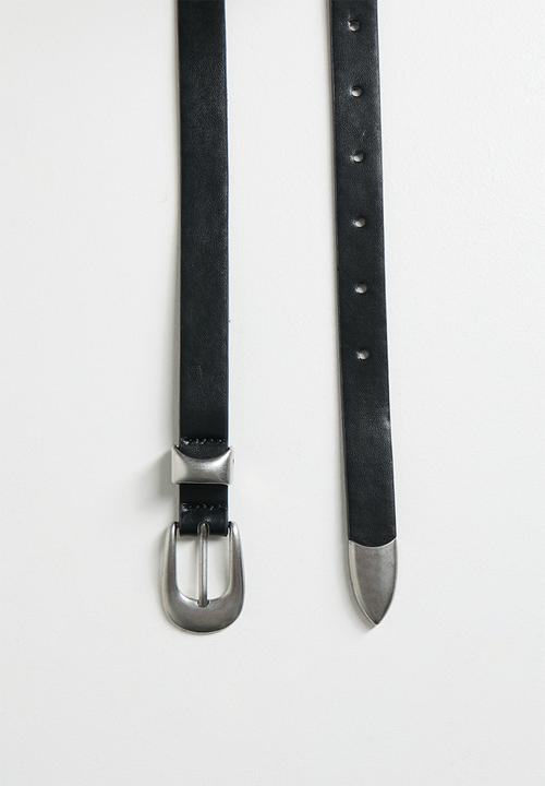 Tessa Design - Liana Classic Slim Belt With Silver Buckle - Black