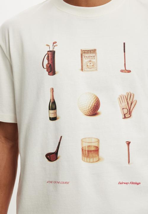 Cotton On - Everyday Fit Graphic T-Shirt-Chalk White / Fairway Fittings