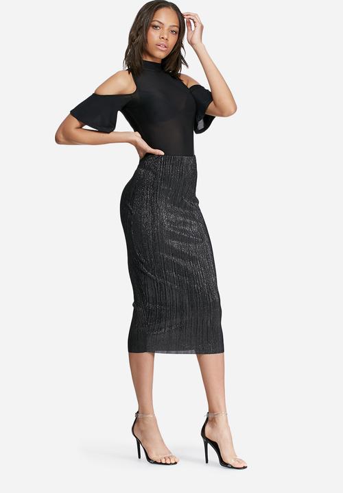 Missguided - Glitter crinkle midi skirt