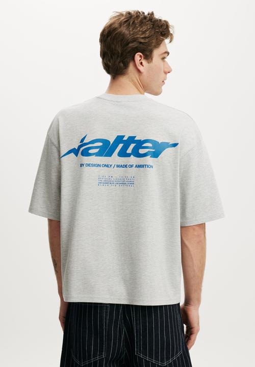 Cotton On - Cropped Fit Graphic T-Shirt-Grey Marle / Alter