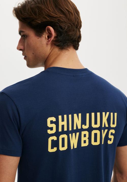 Cotton On - Fitted Graphic T-Shirt-Indigo / Shinjuku