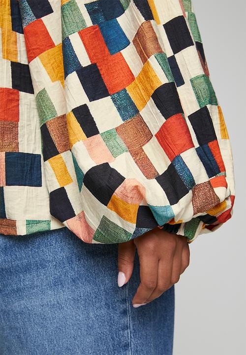 Me&B - Plus Tunic Top With Tassel Ties - Multicolour