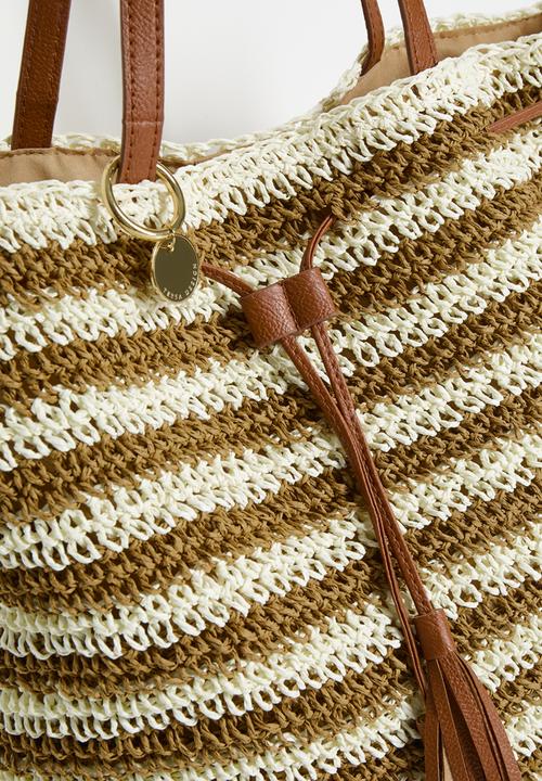 Tessa Design - Lanae Crochet Drawstring Bucket Bag - Natural