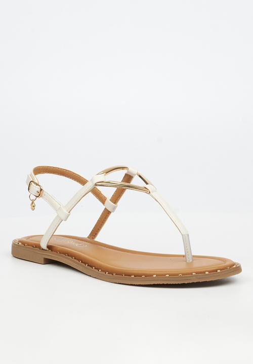 Miss Black - Alia 6 classic triangle trim sandal - ivory