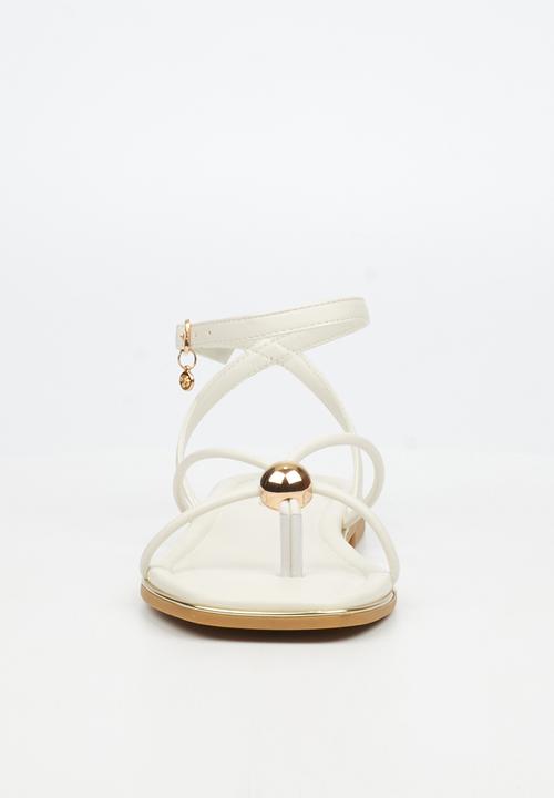 Miss Black - Elaine 1 strappy gold trim sandal - ivory