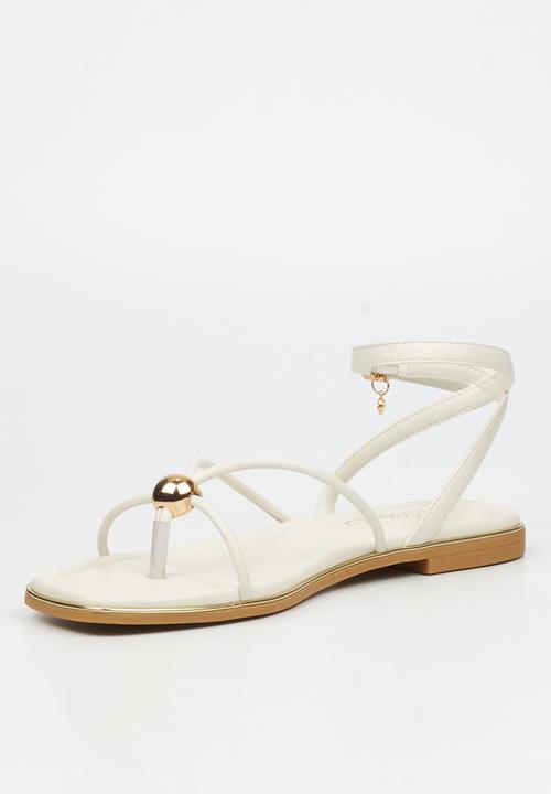 Miss Black - Elaine 1 strappy gold trim sandal - ivory