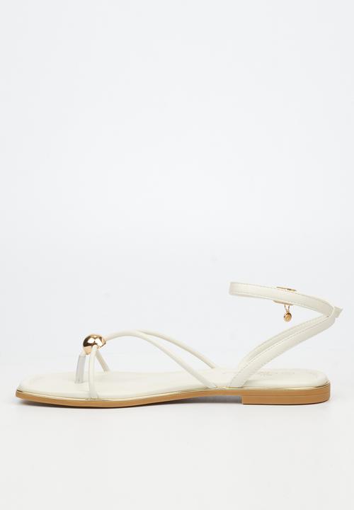 Miss Black - Elaine 1 strappy gold trim sandal - ivory
