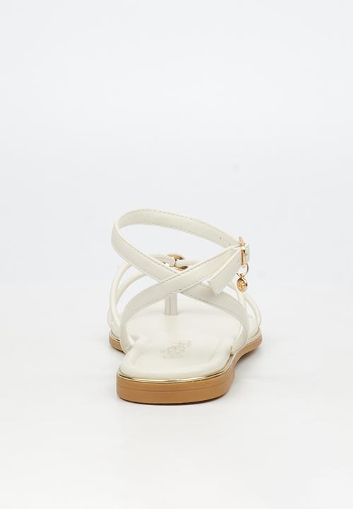 Miss Black - Elaine 1 strappy gold trim sandal - ivory