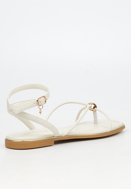 Miss Black - Elaine 1 strappy gold trim sandal - ivory