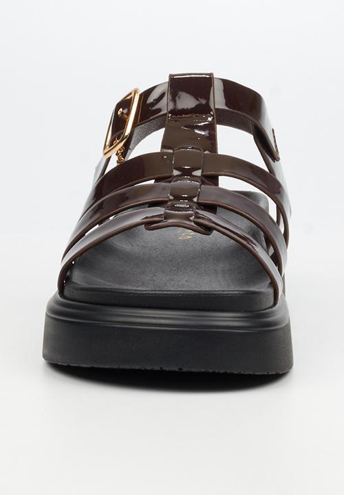 Rock & Co - Absolut 11 triple strap t-bar chunky sandal - chocolate