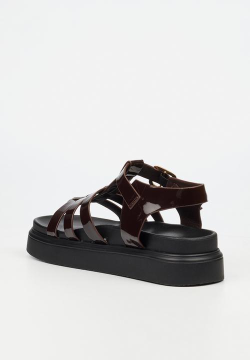 Rock & Co - Absolut 11 triple strap t-bar chunky sandal - chocolate