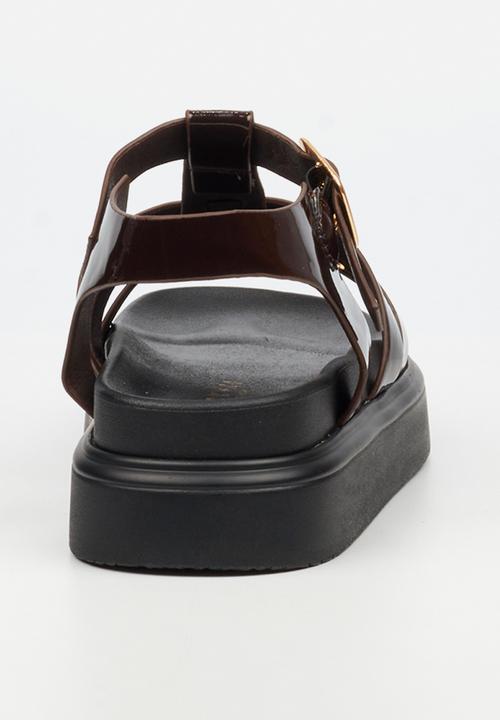 Rock & Co - Absolut 11 triple strap t-bar chunky sandal - chocolate