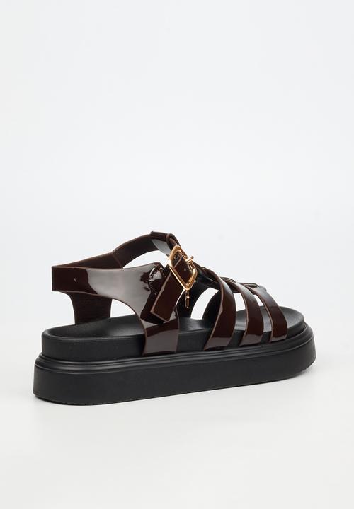 Rock & Co - Absolut 11 triple strap t-bar chunky sandal - chocolate