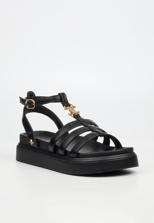 Rock & Co - Absolut 15 gold trim chunky sandal - black