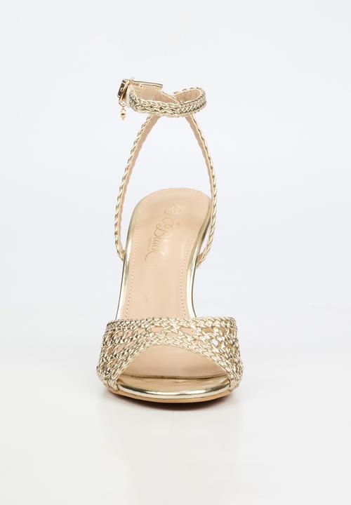 Miss Black - Jazz 52 ankle-strap macrame heel - gold