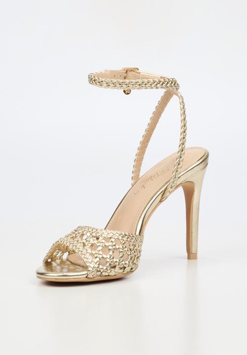 Miss Black - Jazz 52 ankle-strap macrame heel - gold
