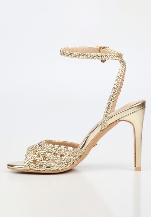 Miss Black - Jazz 52 ankle-strap macrame heel - gold