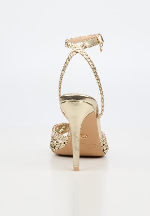 Miss Black - Jazz 52 ankle-strap macrame heel - gold