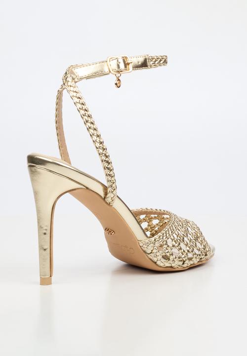 Miss Black - Jazz 52 ankle-strap macrame heel - gold