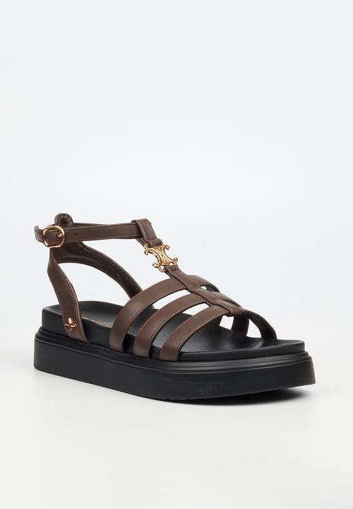 Rock & Co - Absolut 15 gold trim chunky sandal - chocolate