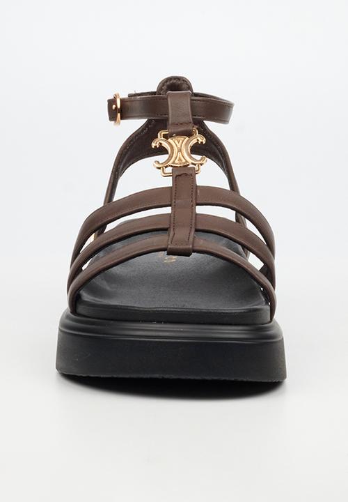 Rock & Co - Absolut 15 gold trim chunky sandal - chocolate