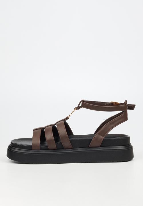 Rock & Co - Absolut 15 gold trim chunky sandal - chocolate