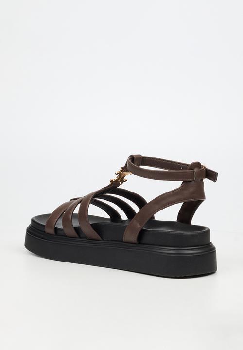 Rock & Co - Absolut 15 gold trim chunky sandal - chocolate
