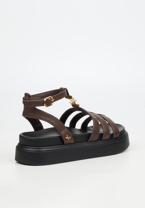 Rock & Co - Absolut 15 gold trim chunky sandal - chocolate