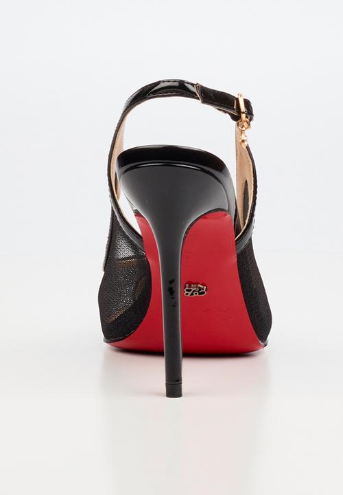 Miss Black - Lola 82 mesh gold chain slingback heel - black