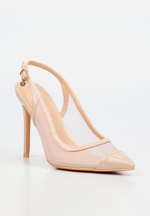 Miss Black - Lola 82 mesh gold chain slingback heel - natural