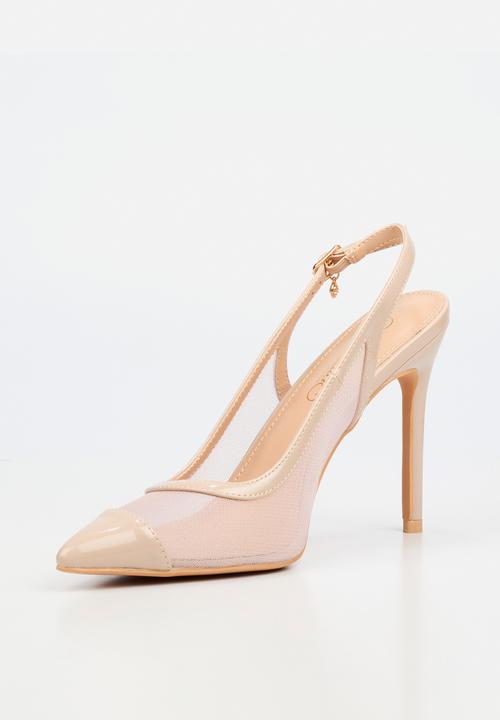 Miss Black - Lola 82 mesh gold chain slingback heel - natural